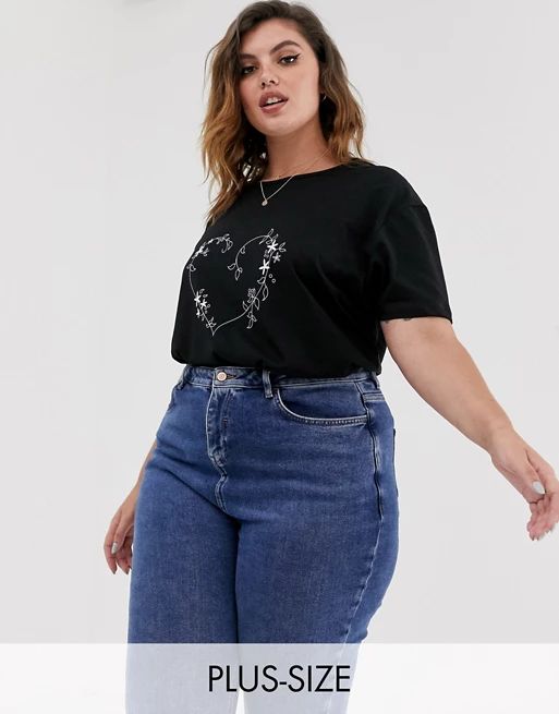 Wednesday's Girl Curve relaxed t-shirt with floral heart graphic | ASOS US