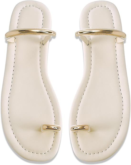 SOVANYOU Women's Toe Ring Thong Sandals Slip On Flat Flip Flops Open-Toe Slide Summer Sandals for... | Amazon (US)