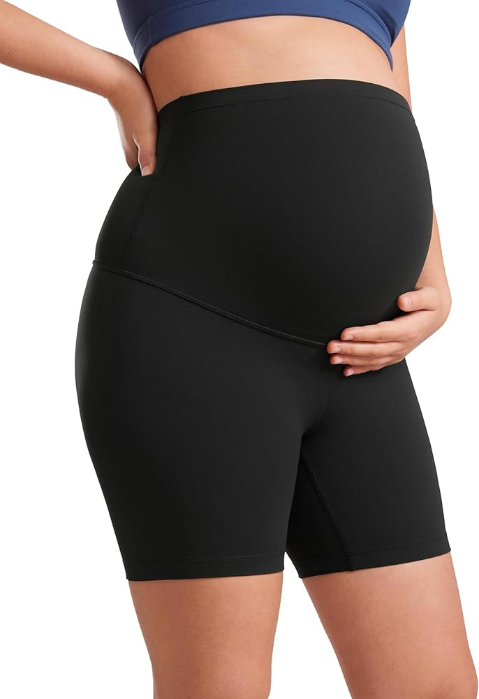 CRZ YOGA Womens Butterluxe Maternity Biker Shorts Over The Belly 6" - Pregnancy Yoga Workout Acti... | Amazon (US)