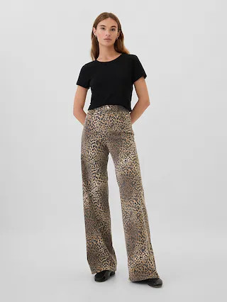 High Rise Wide-Leg Leopard Jeans | Gap Factory | Gap Factory