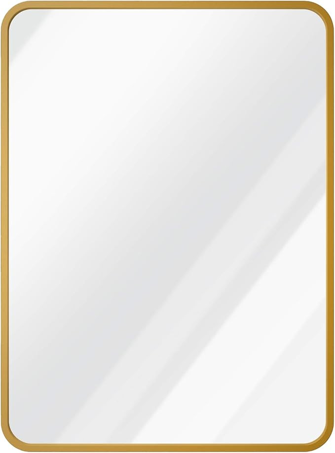X Home Gold Rectangle Mirror, 24×36 Inch Gold Framed Mirror for Wall Decor, Brushed Brass Mirror... | Amazon (US)