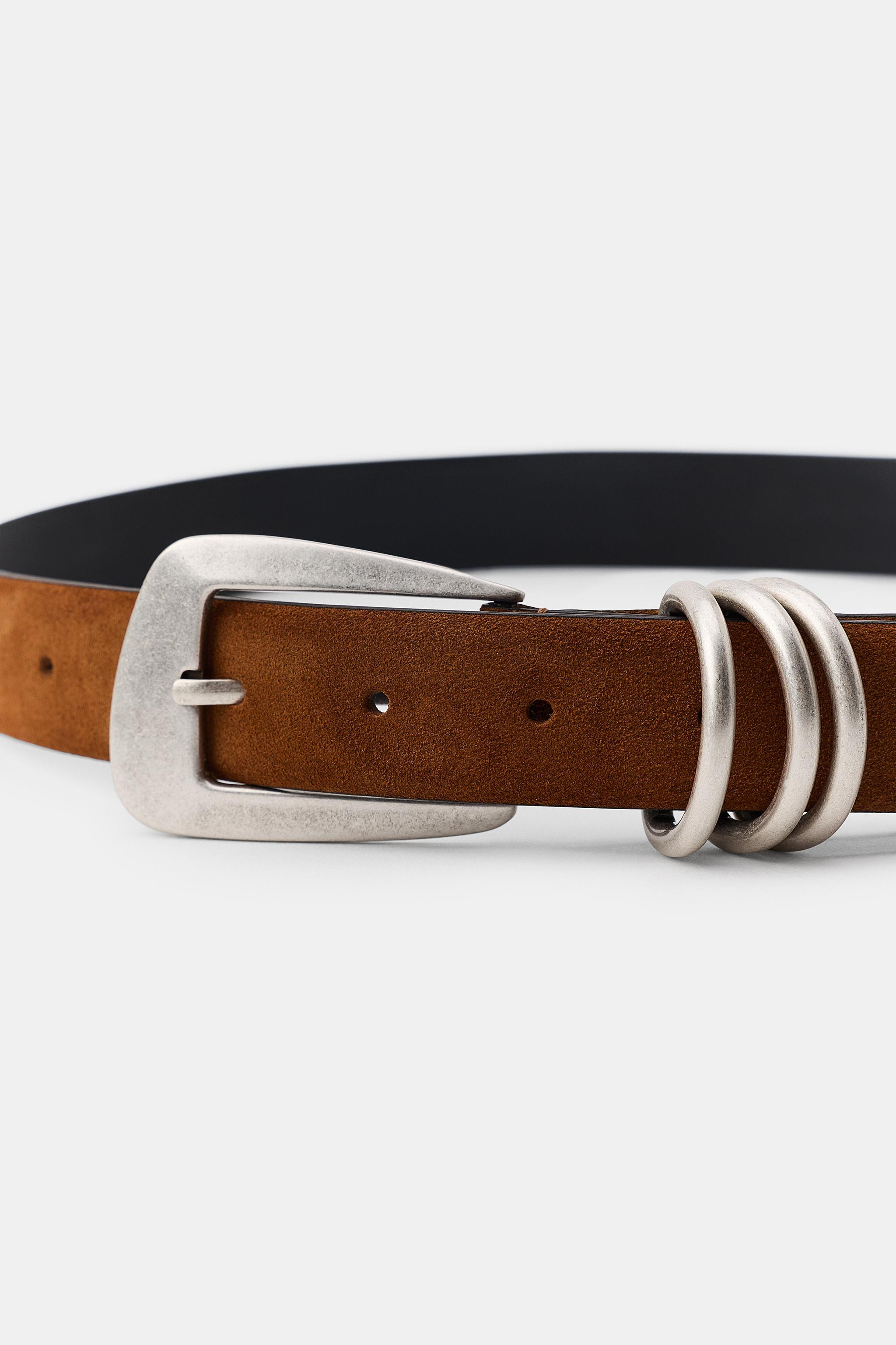 EMBOSSED BUCKLE LEATHER BELT | Zara AU