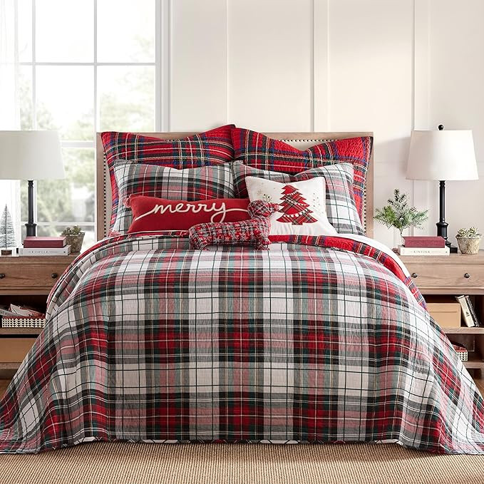 Levtex Home - Spencer Plaid Bedspread - Queen Bedspread - Tartan Plaid - Red, Green, White, Blue,... | Amazon (US)