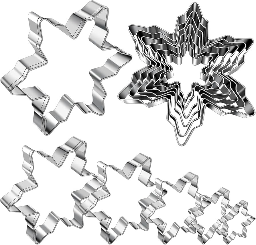 Snowflake Cookie Cutter Set 6pcs Snowflake Shaped Mold Metal Christmas Cookie Cutters Sandwiches ... | Amazon (US)