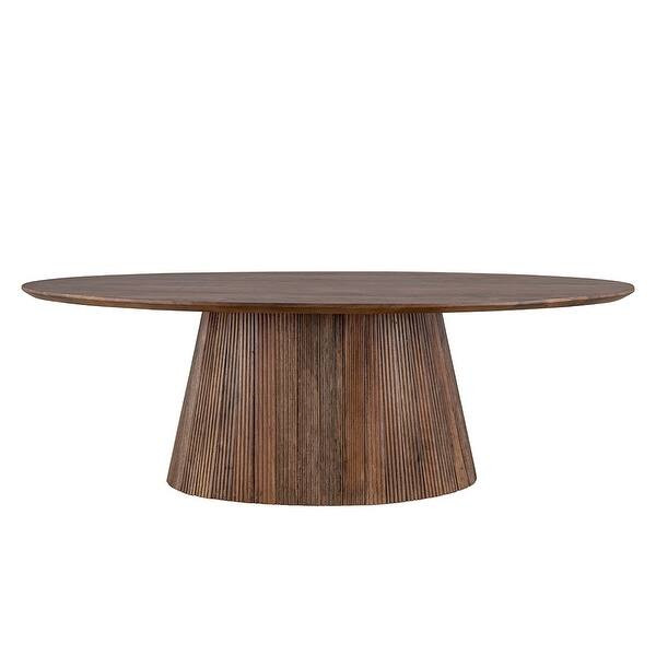 Mid Century Modern Brown Wood Coffee Table with Fluted Base - Bed Bath & Beyond - 40778566 | Bed Bath & Beyond