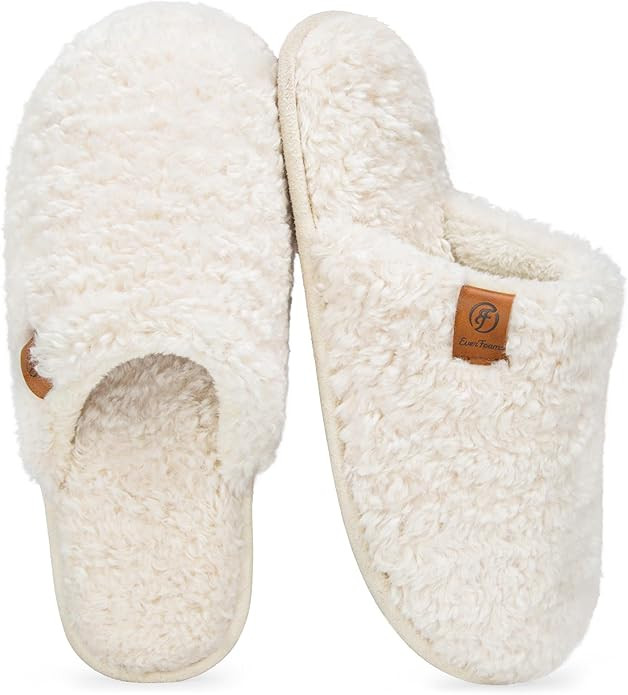EverFoams Women's Fuzzy Slip-on Slippers Warm Cozy Soft Lightweight Memory Foam Indoor House Shoe... | Amazon (US)