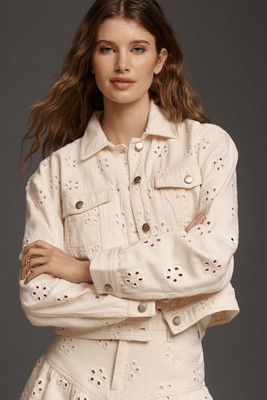 Saylor Eyelet Denim Jacket | Anthropologie (US)