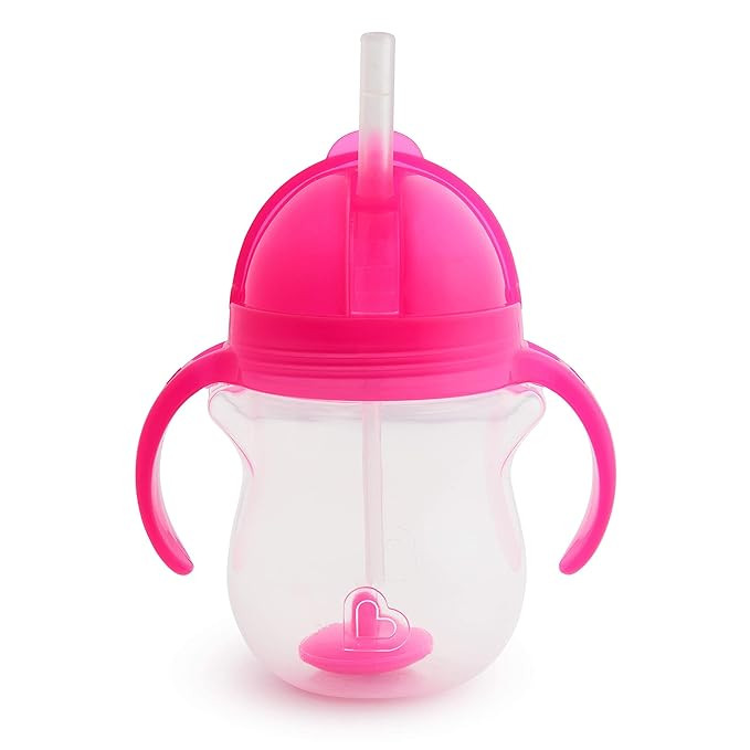 Munchkin® Any Angle™ Weighted Straw Trainer Cup with Click Lock™ Lid, 7 Ounce, Pink | Amazon (US)