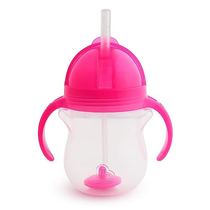 Munchkin® Any Angle™ Weighted Straw Trainer Cup with Click Lock™ Lid, 7 Ounce, Pink | Amazon (US)