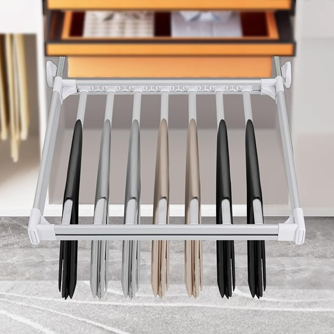 Pull Out Trousers Rack Retractable Wardrobe Pants Rack Closet Pants Rack Aluminum Alloy Adjustabl... | Amazon (US)