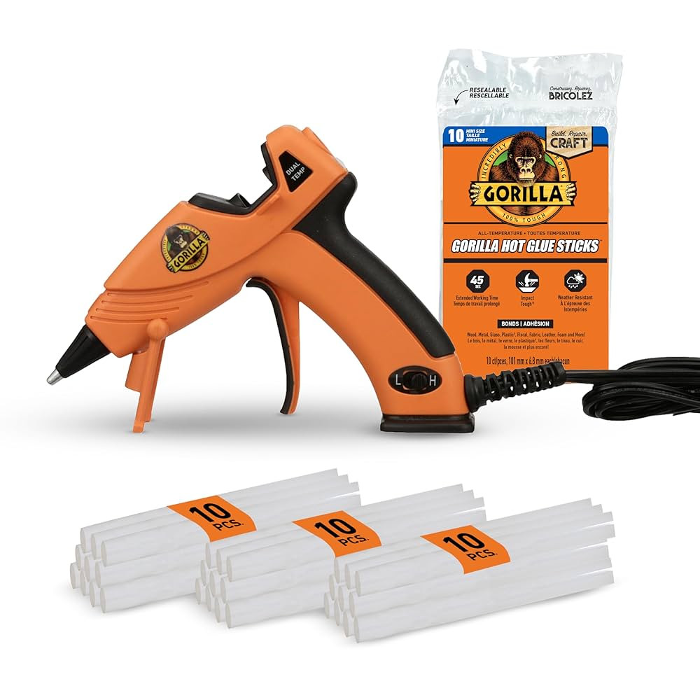 Gorilla Mini Hot Glue Gun Kit (Pack of 1 Mini Hot Glue Gun and 30 Sticks) - Dual Temp, Precision ... | Amazon (US)