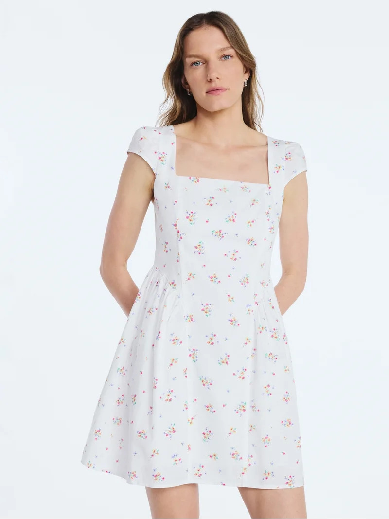 Scoop Women's Square Neck Mini Dress, Sizes XS-XXL | Walmart (US)