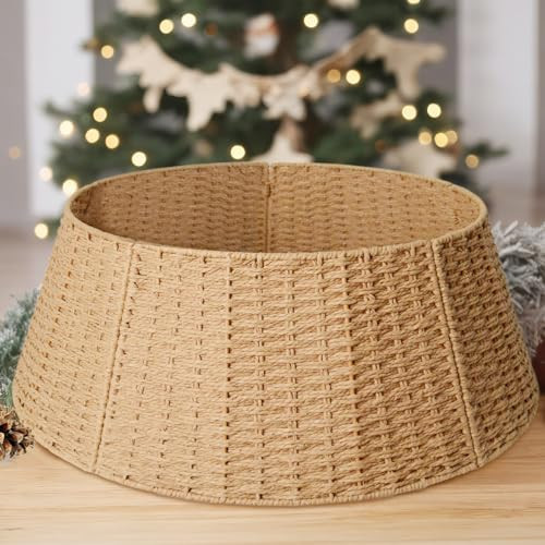 Christmas Tree Collar, 28in Farmhouse Detachable Handwoven Christmas Tree Base Cover, Rustic Tree Collar Ring, Christmas Holiday Decoration | Amazon (US)