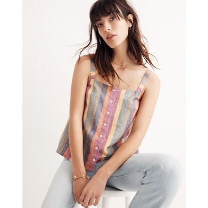 Rainbow Stripe Button-Front Tank Top | Madewell