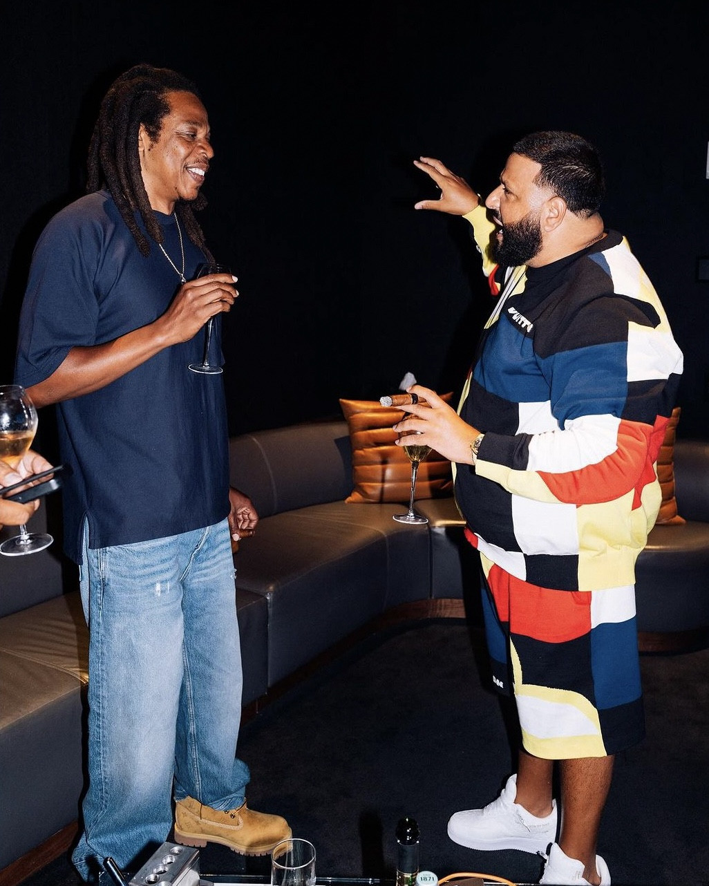 Jay-Z with DJ Khaled wearing Louis Vuitton x Timberland boots and a Patek Philippe Nautilus watch. DJ Khaled wore a Louis Vuitton sweatshirt & shorts, and Louis Vuitton x Virgil Abloh nike air force 1 sneakers. (photos: Kodaklens)

#LTKMens #LTKStyleTip #LTKShoeCrush