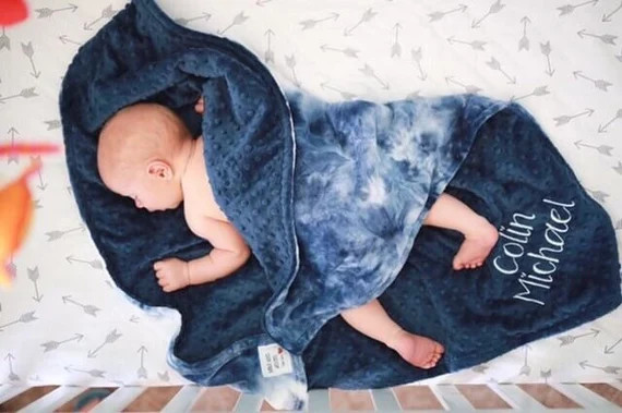 Personalized Baby Blanket Blue Tie-dye and You Choose Minky | Etsy | Etsy (US)