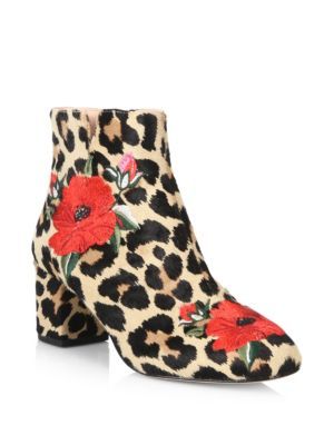 Langton Amaretto Floral & Leopard-Print Calf Hair Booties | Saks Fifth Avenue