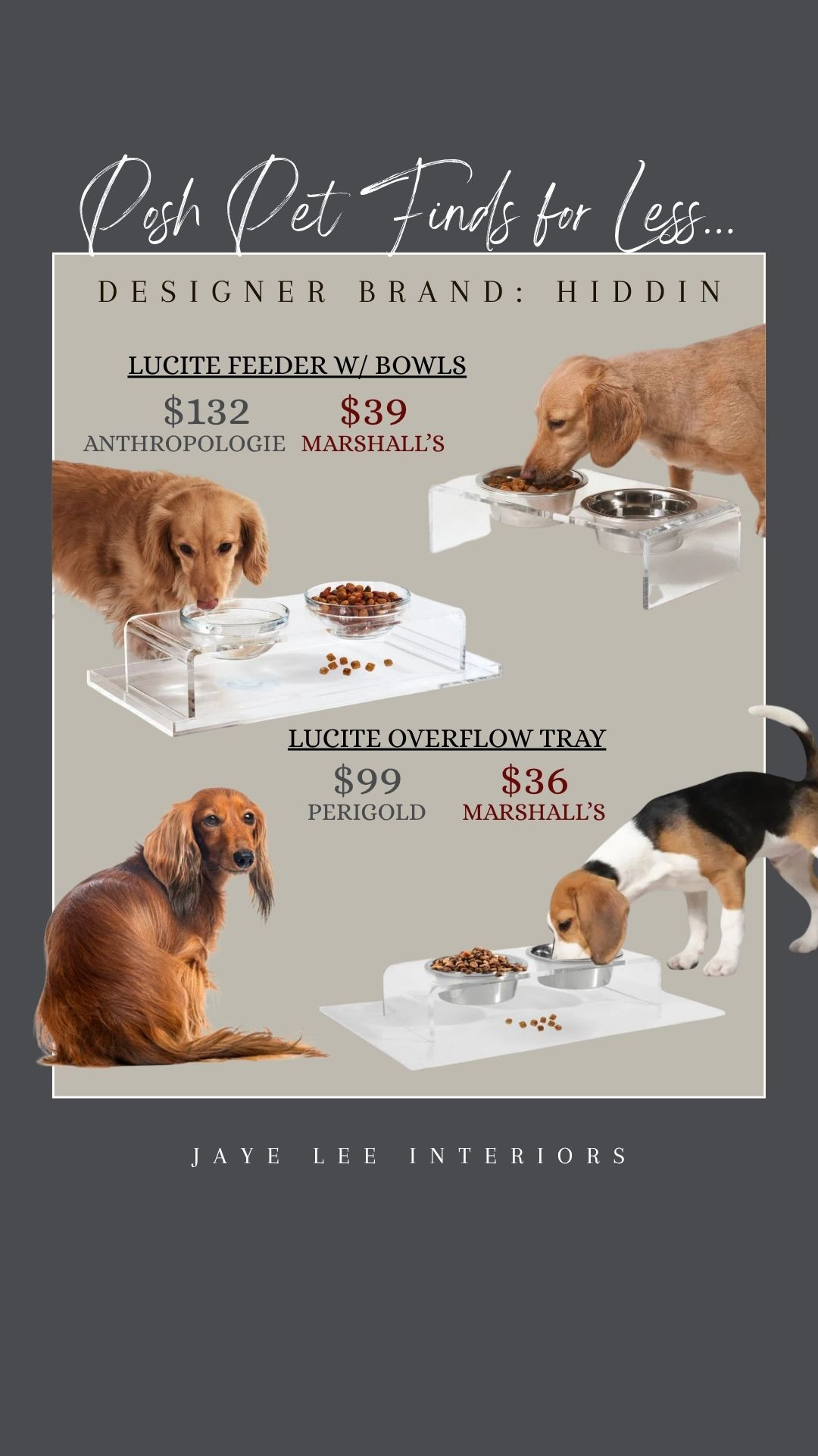 This Pet Collection from Hiddin is so Chic! Love how the Lucite blends into any interior. Normally priced much higher, I was thrilled to find the top-end product on steep discount at Marshall's! The exact same pieces are almost 3x more at Anthropologie or Perigold! #petbowls #HiddinDogBowl #dogbowls #petbowl #preppydog #catbowl #dogaccessories #giftsforpetlovers #aestheticdogaccessories #lucitebowl #petfoodbowl #petfoodstorage #giftsfordogmoms #jleeinteriors #LTKMothersDay

#LTKHome#LTKSaleAlert 

 