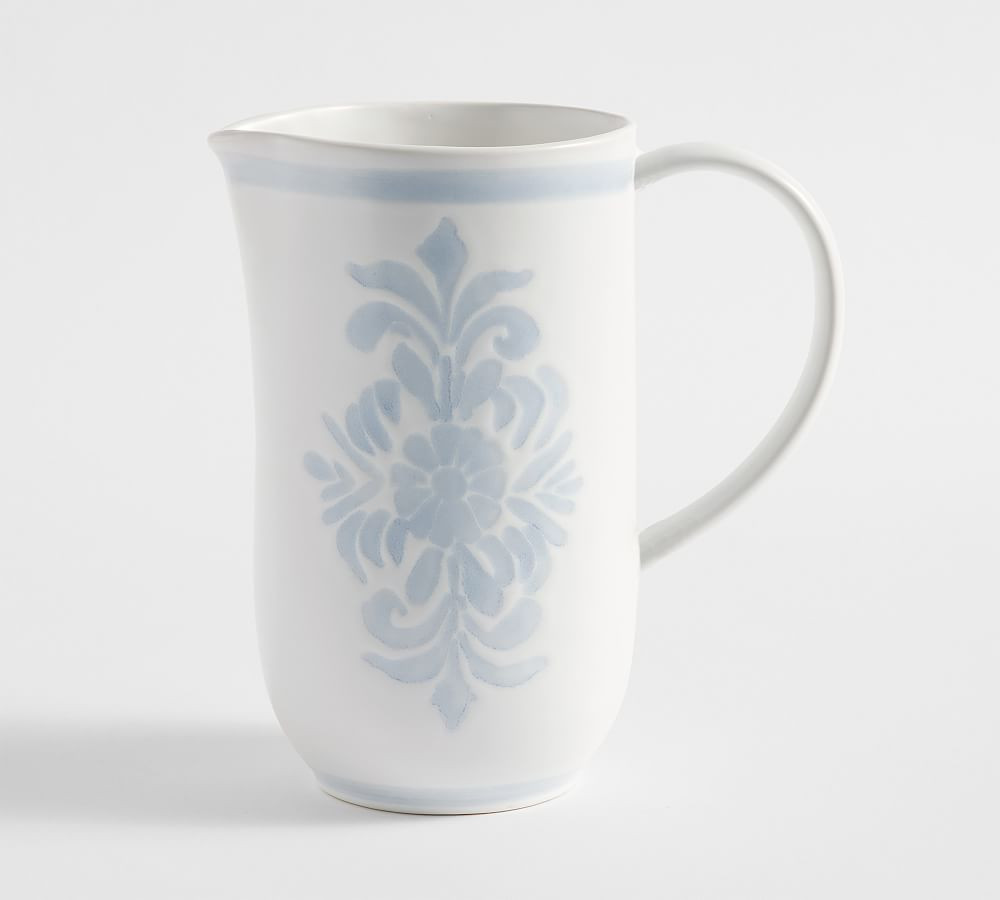 Chambray Tile Stoneware Pitcher | Pottery Barn (US)