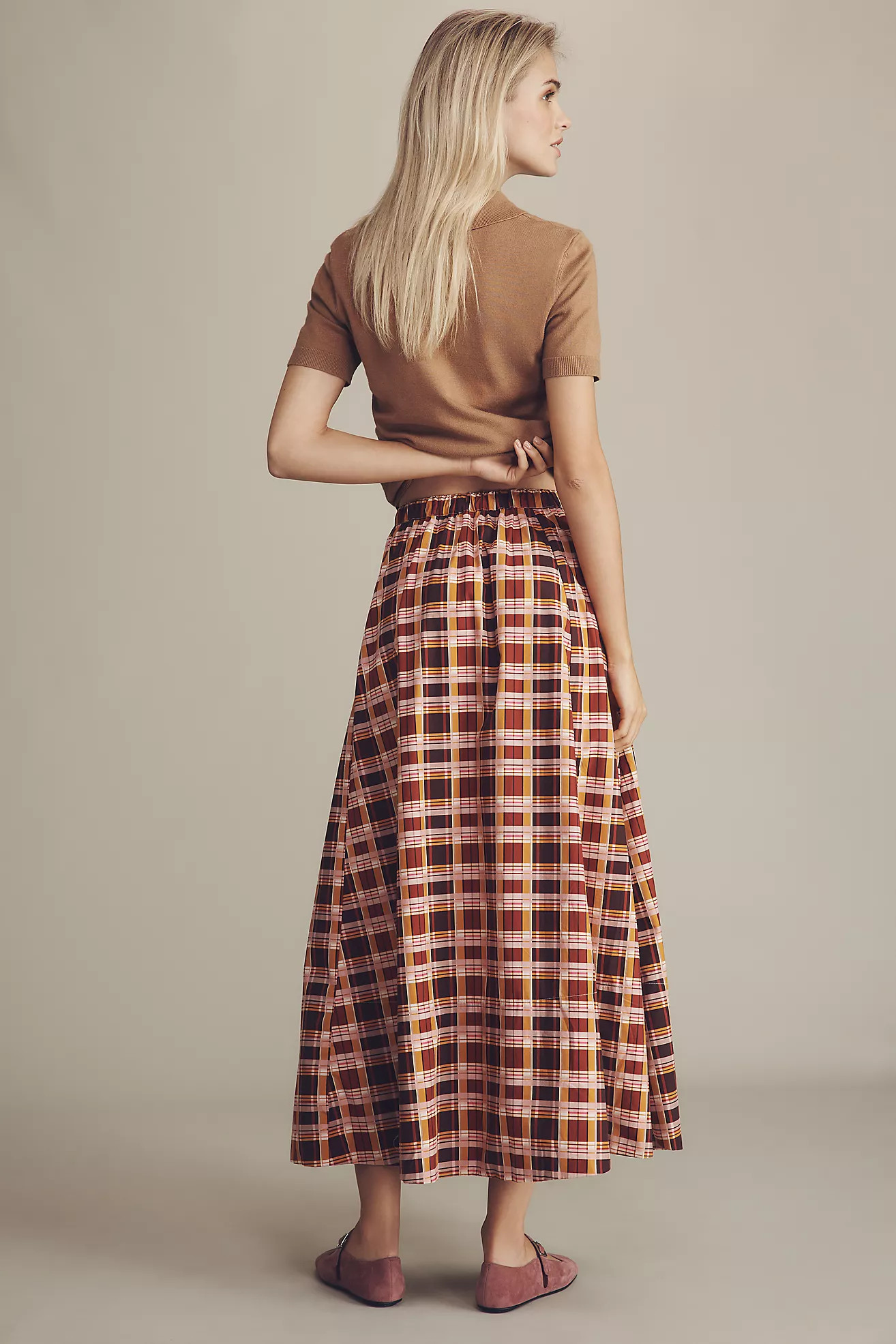Maeve Poplin Printed Midi Skirt | Anthropologie (UK)