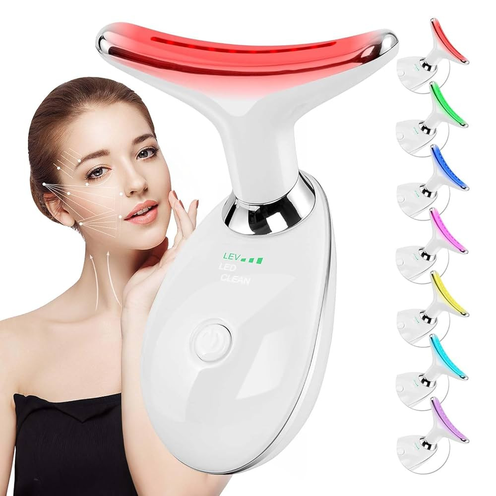 Facial and Neck Massager Tool, Lymphatic Contour Face Massager,7 Colors LED Womens Skin Care Faci... | Amazon (US)