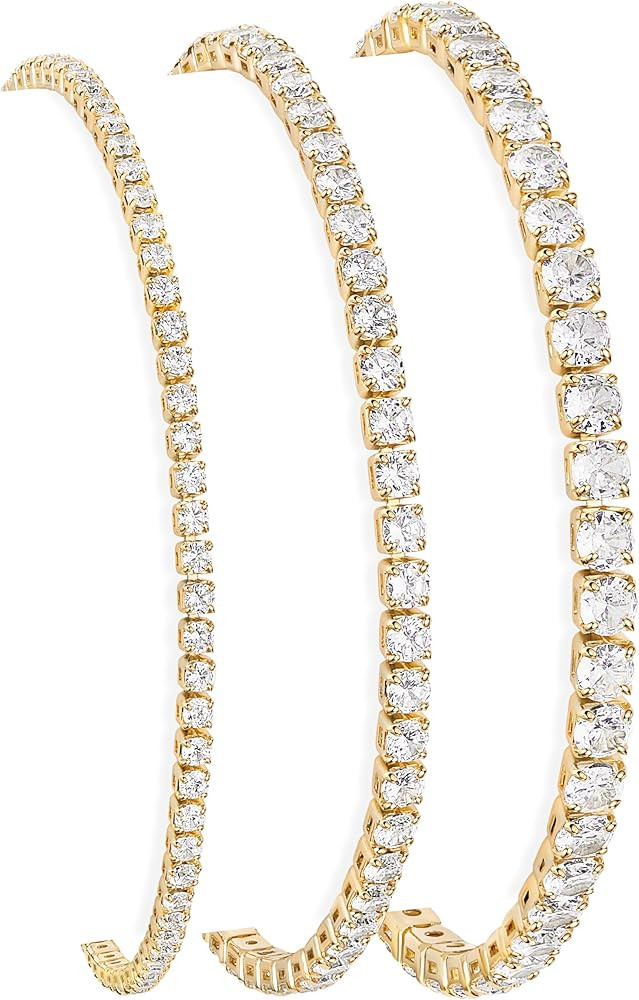 925 Sterling Silver Bracelets for Women Stack, Trendy Tennis Bangle Cuff Jewelry Set 14K Gold Pla... | Amazon (US)