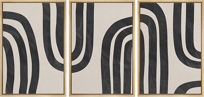 Amazon.com: wall26 Framed Canvas Wall Art Print Set Black & Tan Spiral Polygon Collage Abstract P... | Amazon (US)