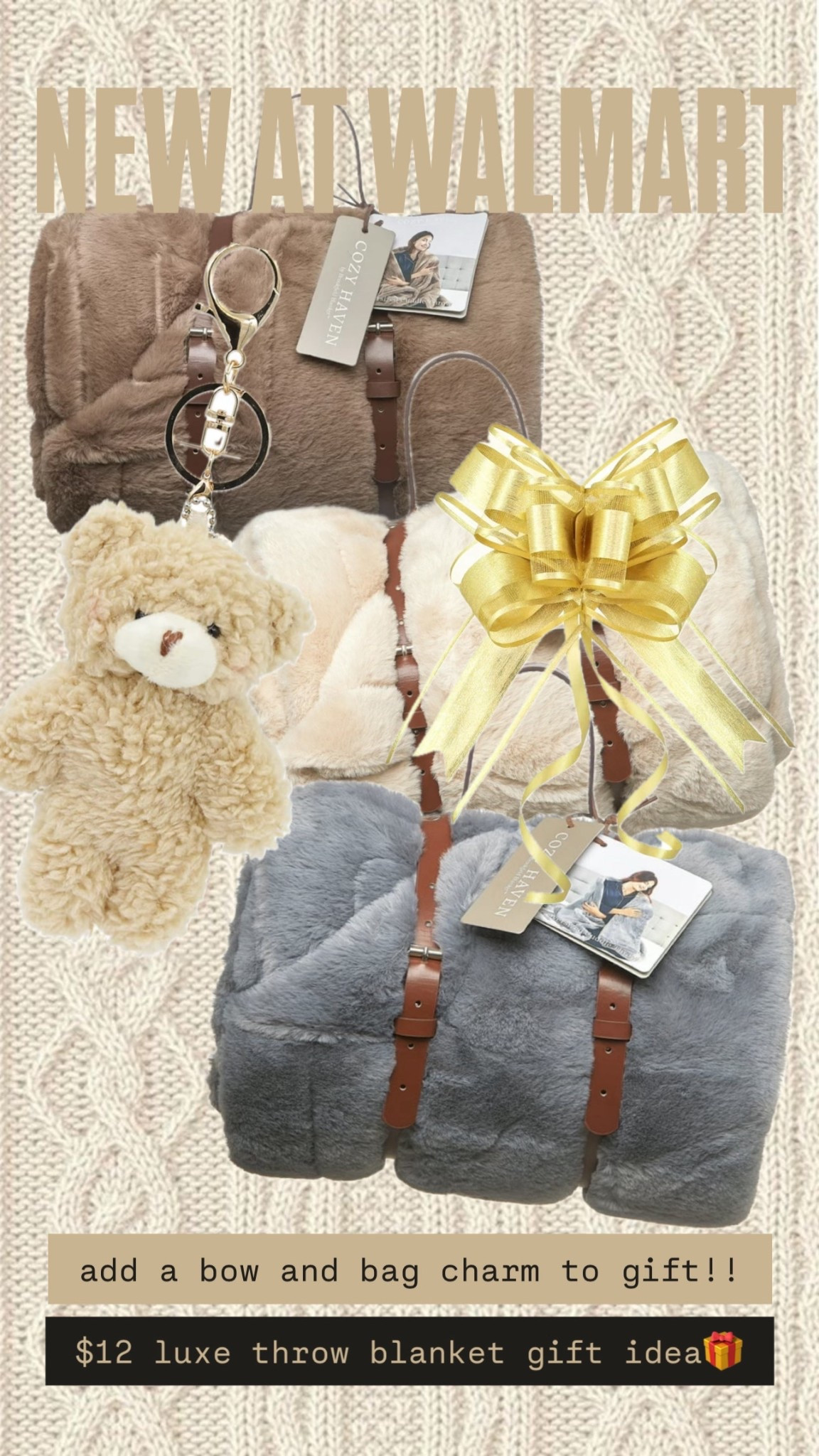 New $12 luxe for less throw blankets! Add a bag charm and cute bow for an easy and affordable gift idea anyone would love! 

#LTKHoliday