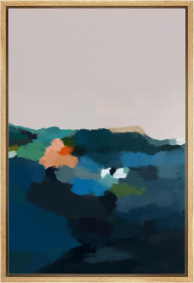 IDEA4WALL Framed Canvas Print Wall Art Watercolor Pastel Mountain Range Valley Abstract Nature Il... | Amazon (US)