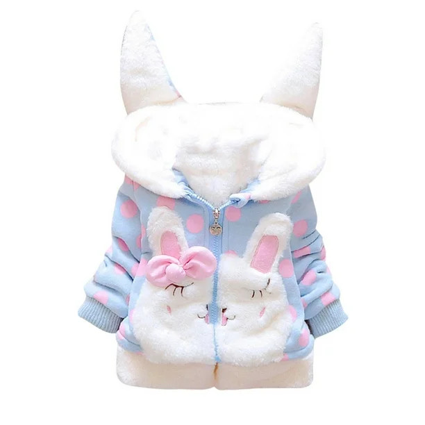 jsaierl Baby Girl's Toddler Kids Fall Winter Coat Jacket Outwear Cute Rubbit Ear Thicken Warm Fle... | Walmart (US)
