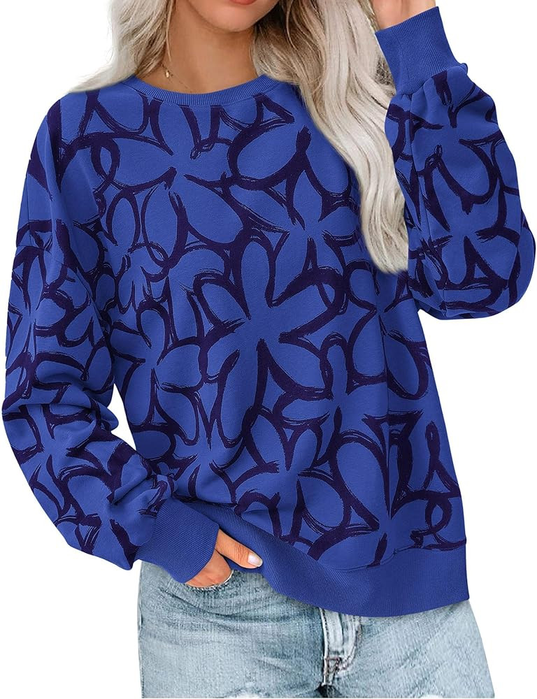 PRETTYGARDEN Graphic Sweatshirts for Women Crewneck Floral Print Long Sleeve Pullover Y2K Tops 20... | Amazon (US)