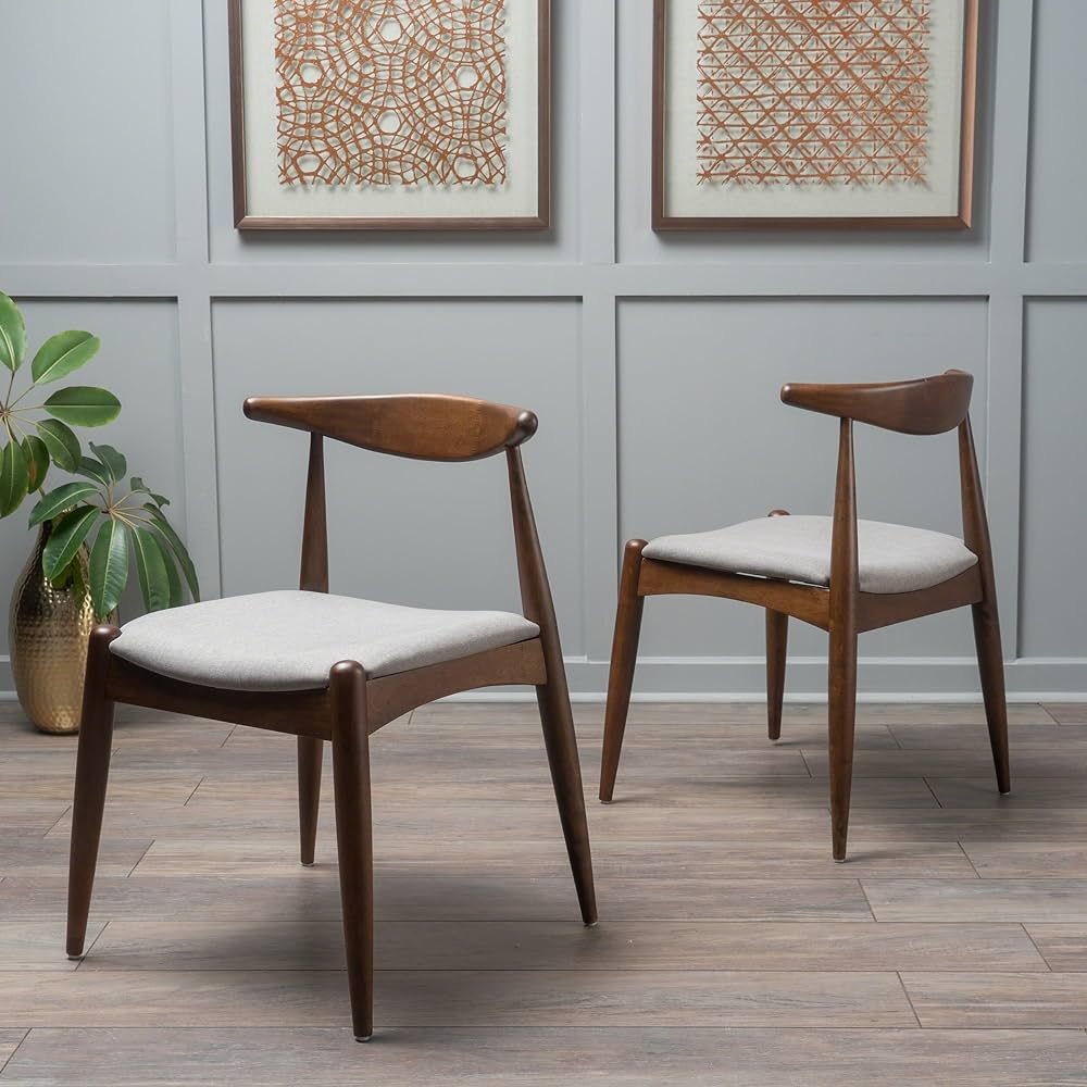 Christopher Knight Home 300007 Francie Dark Beige Fabric with Walnut Finish Dining Chairs (Set of... | Amazon (CA)