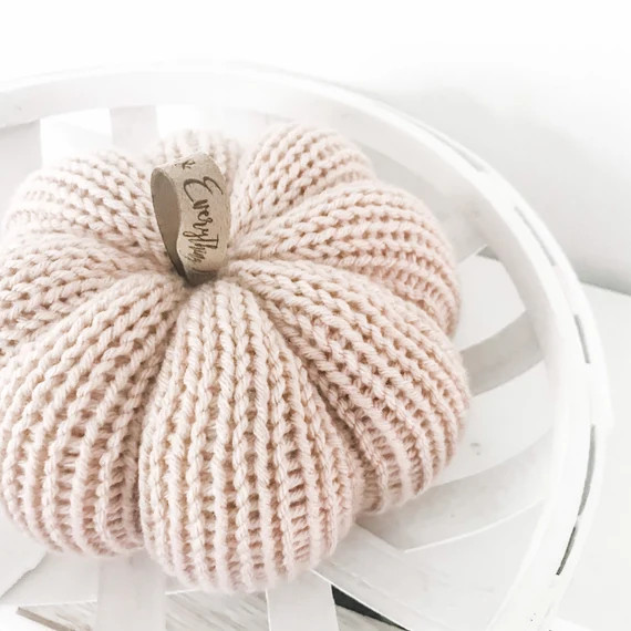 7 Inch Large  Knit Pumpkin with Festive Leather Stem Tag / | Etsy | Etsy (US)