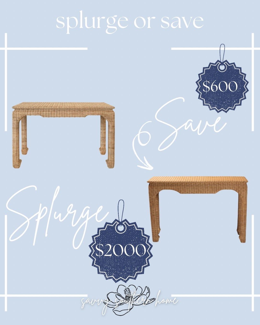 Love this Rattan console and this save version is so similar to the splurge! 

#table #console #saveorsplurge #save #splurge #homedecor

#LTKHome #LTKSaleAlert