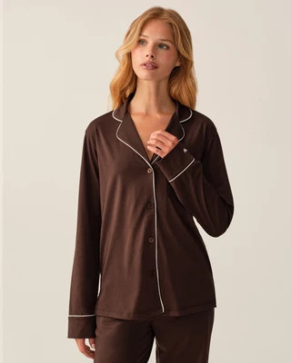 Women's Lightweight Pima Pajama Set in Espresso S | Petite Plume