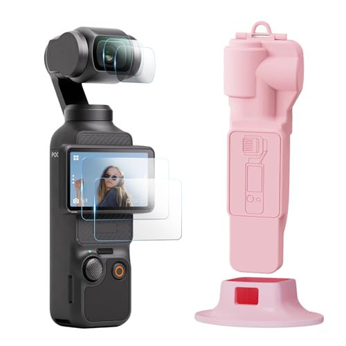 TYUANDOUER Protective Case for DJI Osmo Pocket 3 Creator Combo, Portable Gimbal Cover with Camera Lens Cap & Tempered Glass Screen Protector Lens Protector & Desktop Mount for DJI Pocket 3 - Pink | Amazon (US)
