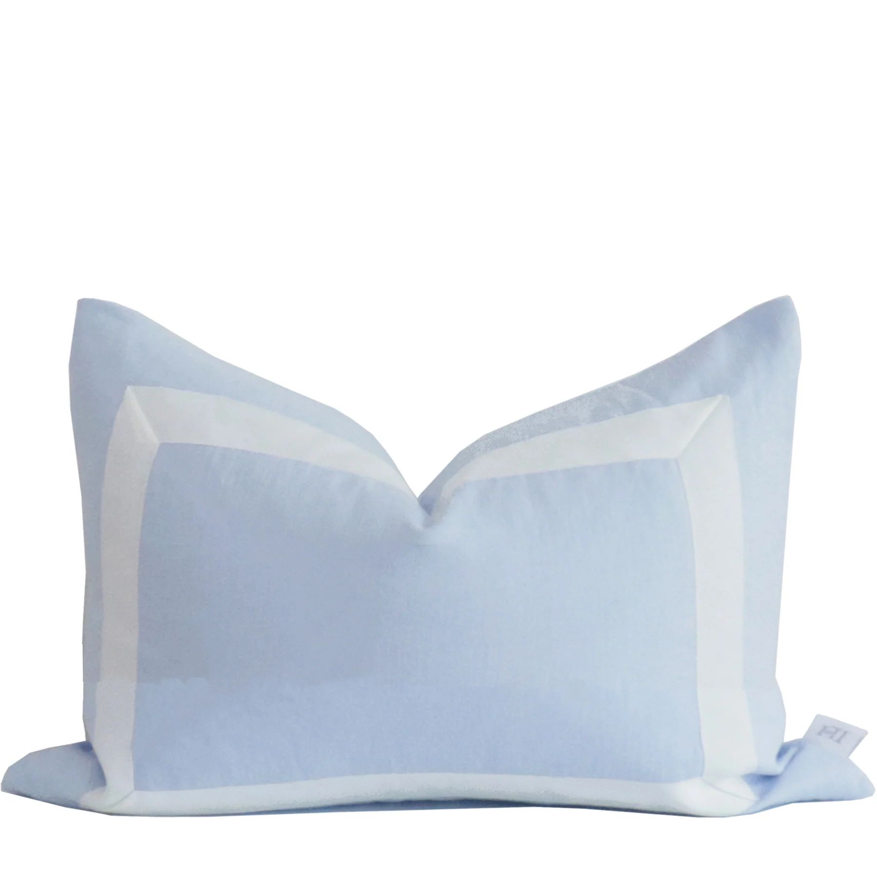 Sky Blue Organic Linen Pillow Cover with White Ribbon Trim | Lo Home by Lauren Haskell Designs