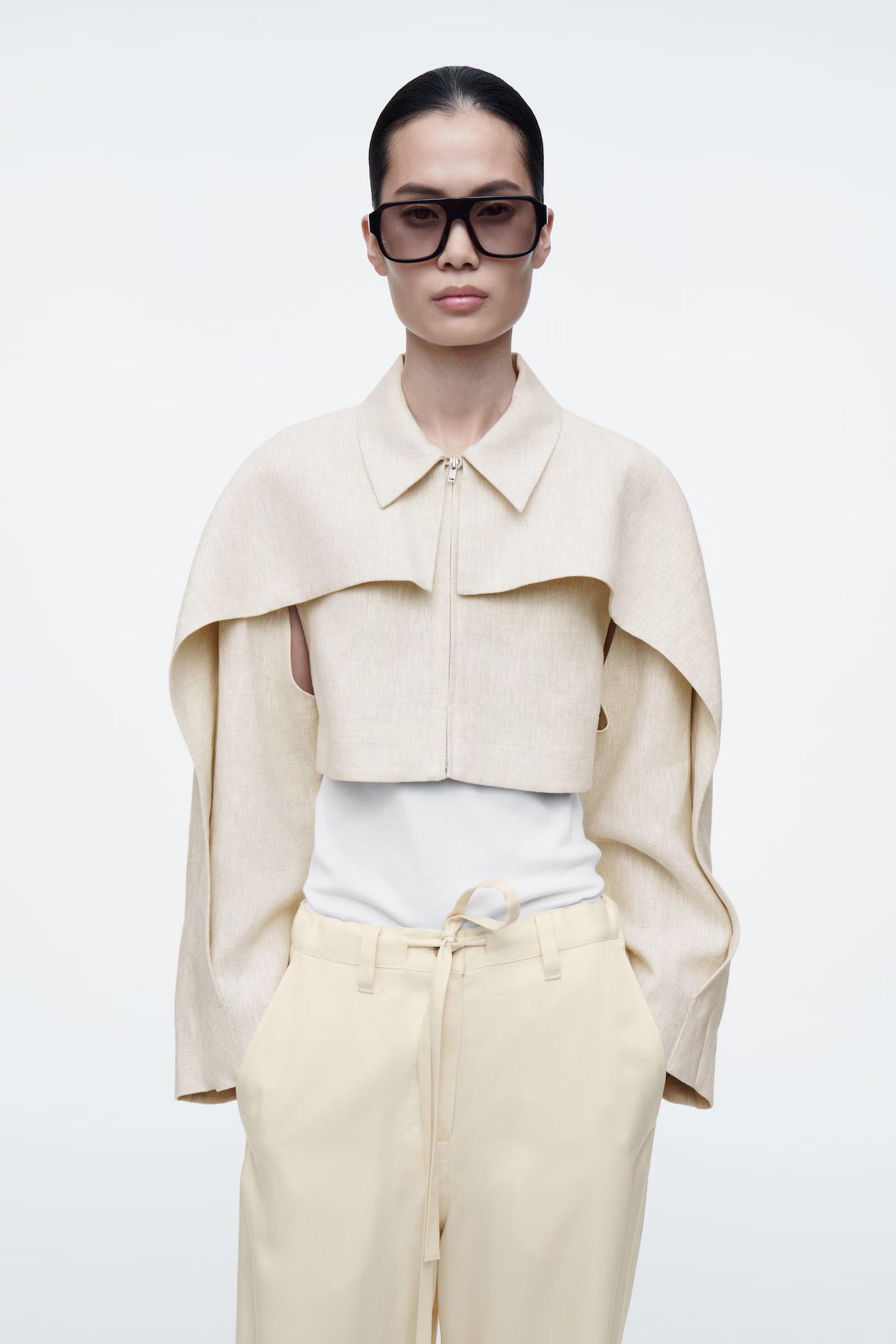 CROPPED LINEN JACKET - LIGHT BEIGE | COS (EU)