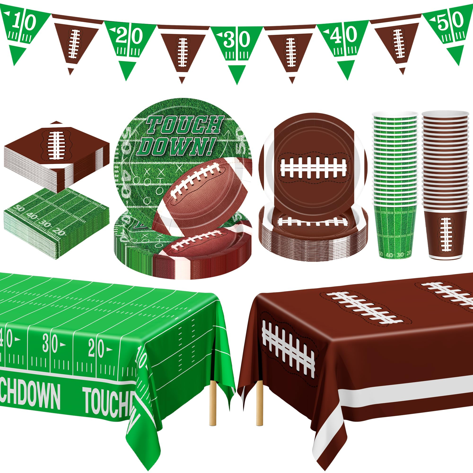 QZYL Football Party Decorations Serve 24, 99 Pcs Football Party Supplies, Disposable Football Din... | Amazon (US)