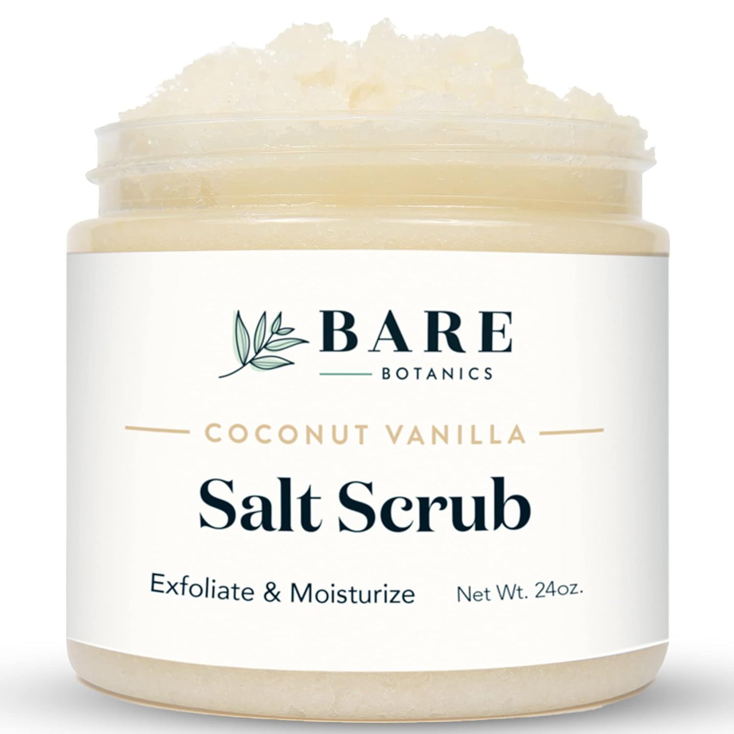 Bare Botanics Coconut Vanilla Body Scrub 24oz | Made in Madison, WI | All Natural Sea Salt Exfoli... | Amazon (US)
