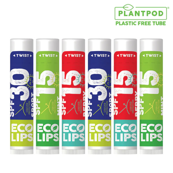 Classic Plant Pod® Broad Spectrum SPF Sunscreen Lip Balm, 6 Pack Variety | Eco Lips