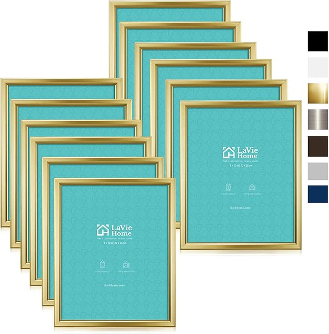 LaVie Home 8x10 Picture Frames (12 Pack, Gold) Simple Designed Photo Frame with High Definition G... | Amazon (US)