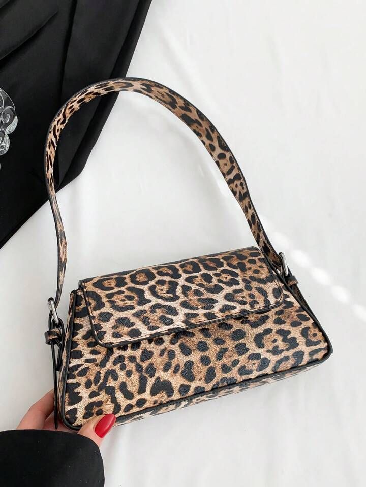 1pc Fashionable Vintage Leopard Print Flap-Over Crossbody Bag, Perfect For Dating, Street Or Part... | SHEIN