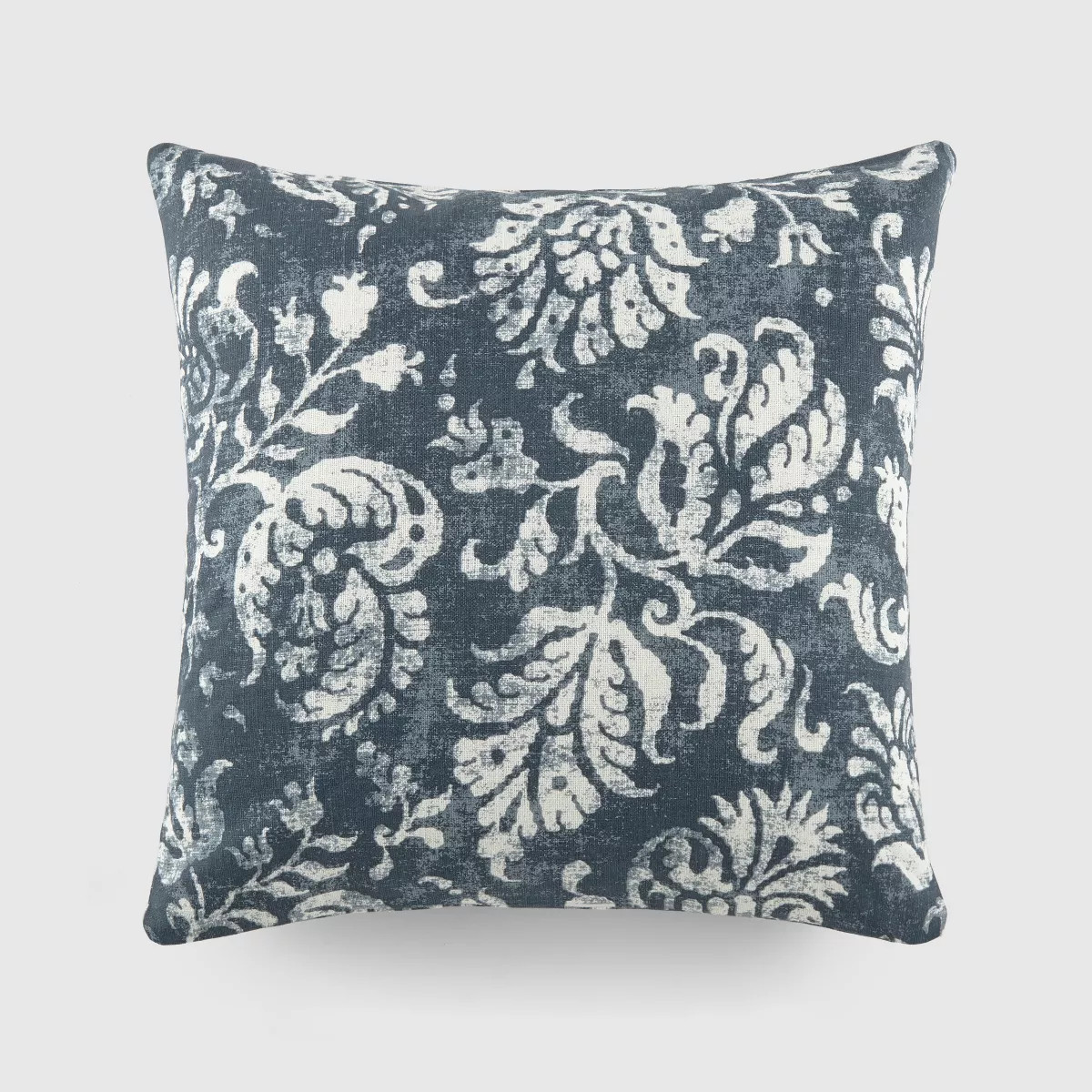 Distressed Floral Pattern Gray Cotton Throw Pillow Cover With Pillow Insert Set - Becky Cameron | Target