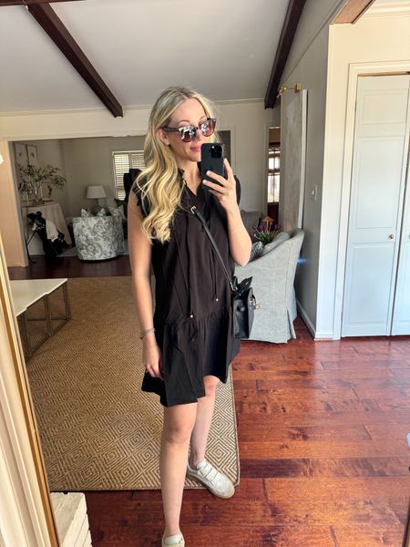 Great elevated basic dress for spring under $30. Flutter sleeve and tiered design are so flattering! Wearing the small. Size up in the sneakers. They run small. Amazon black purse, and NEW Amazon echo sunnies. 😎 

#LTKfindsunder50 #LTKstyletip #LTKSeasonal