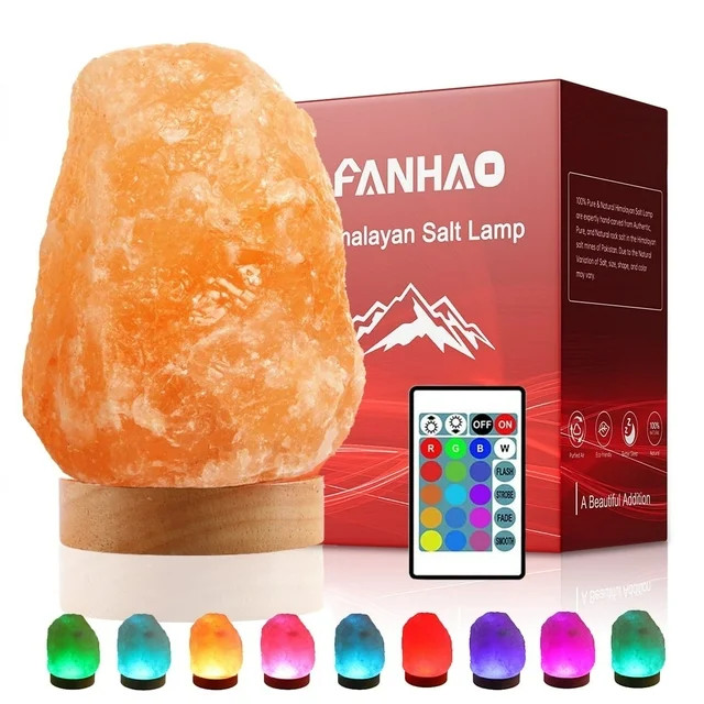FANHAO Himalayan Salt Lamp 16 Colors, LED Night Light, USB Remote Control, 5-6 inch Height, Decor | Walmart (US)