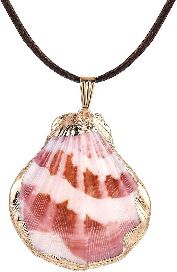 FM FM42 Multi Styles Natural Seashell Shell Scallop Conch Pendant Necklace | Amazon (US)