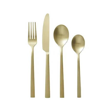 Better Homes & Gardens River 16-Piece Gold Satin Stainless Steel Flatware Set (Service for 4) | Walmart (US)