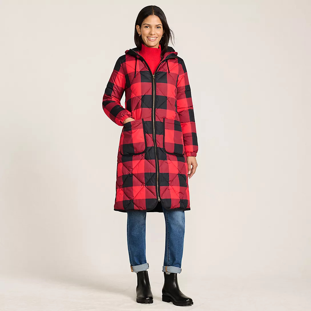Women's Print FeatherFree Insulated Diamond Quilted Maxi Coat | Lands' End (US)