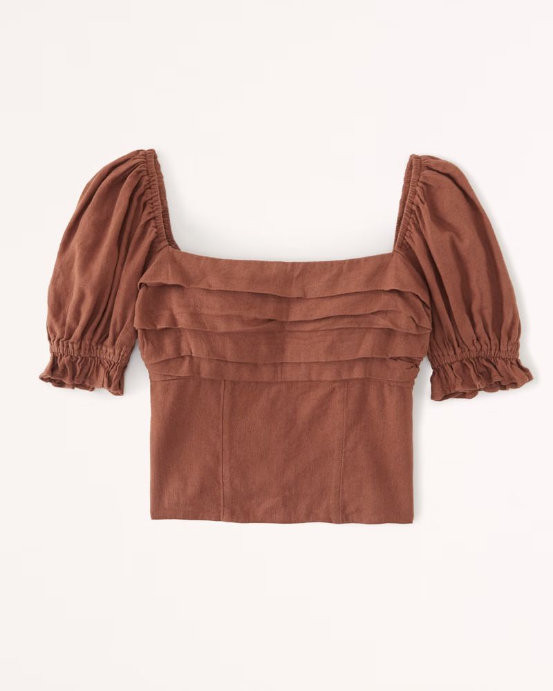 Pleated Squareneck Top | Abercrombie & Fitch (US)